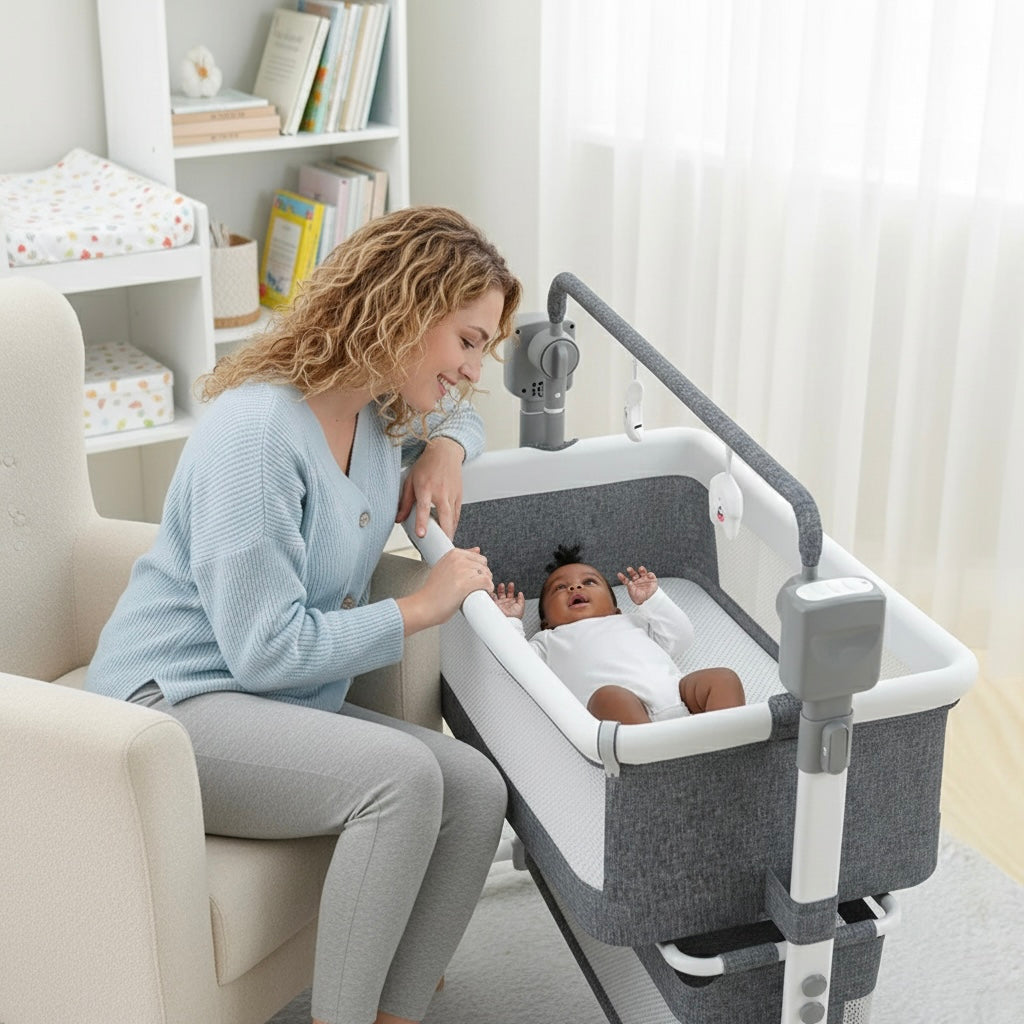 BabySure Smart Baby Bassinet| Auto-Rocking |White Noise Sleep Soother for Newborns.